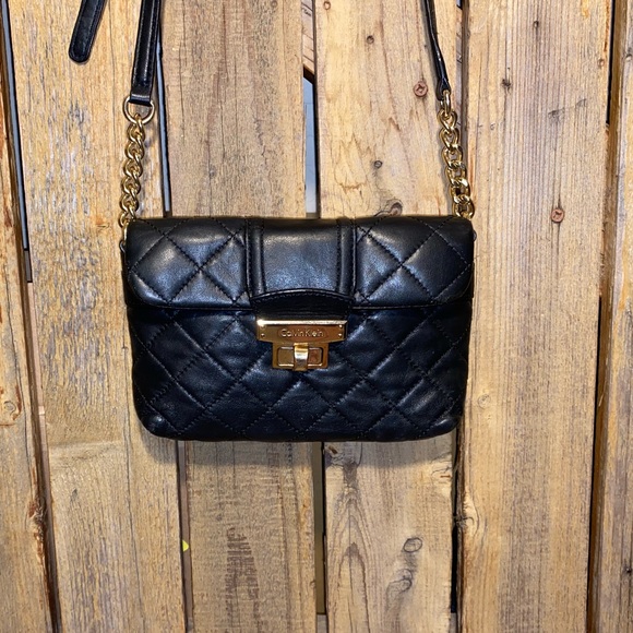 Calvin Klein Quilted Black Leather Crossbody - Picture 2 of 12